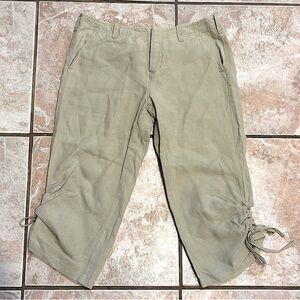 100% linen lightweight GAP capris beige neutrals cargo casual slouchy
